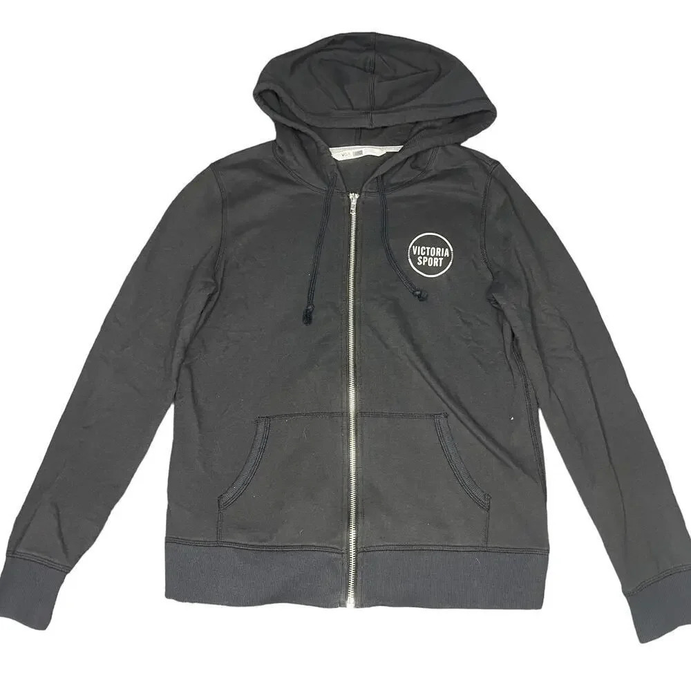 Victoria's Secret VSX‎ Sport Women's Small Black Full Zip Hoodie Sweatshirt